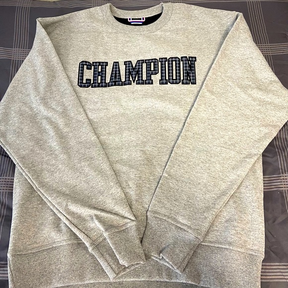 Champion Other - Champion crewneck sweatshirt. Size M. Gray with dark gray/white grid letters.